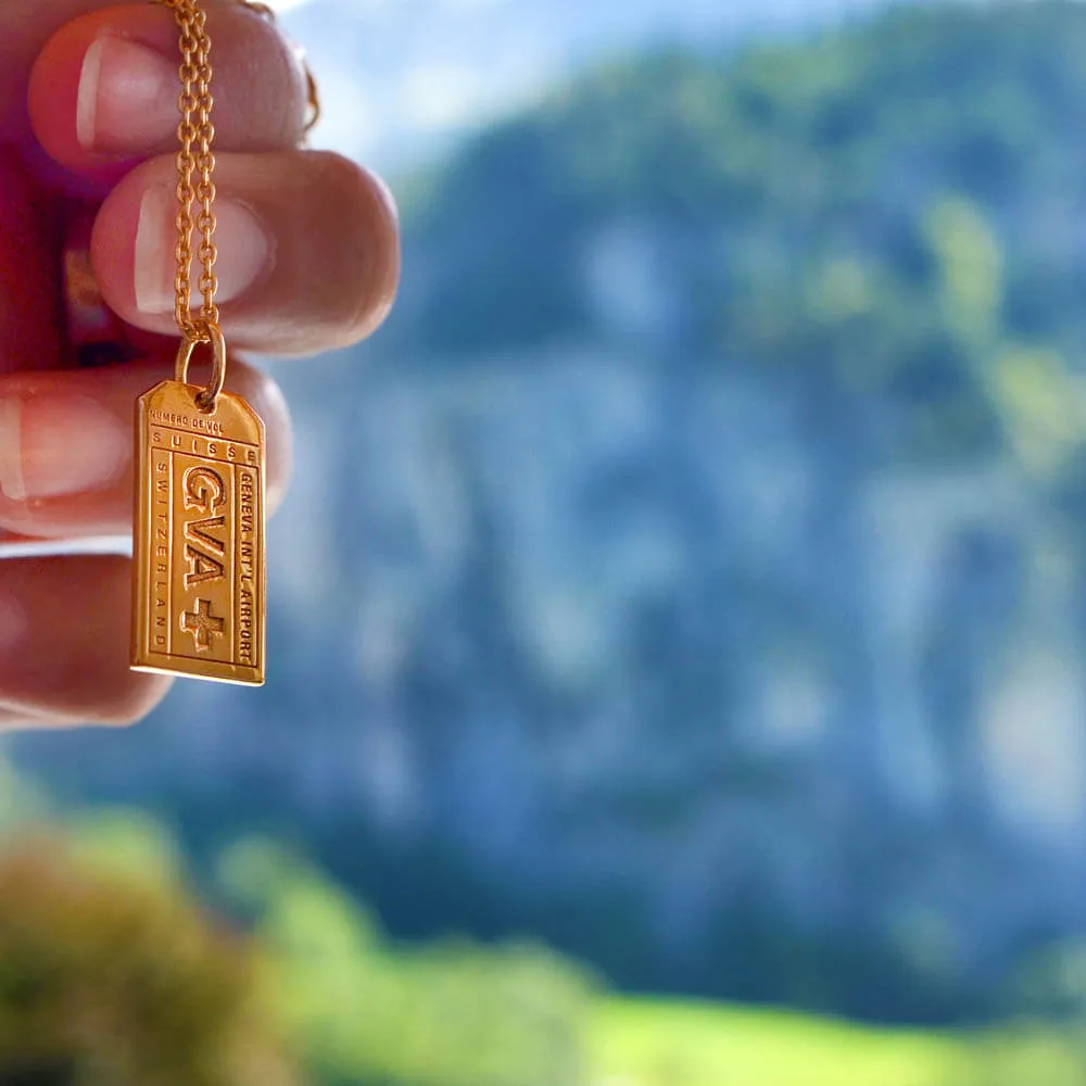 Geneva Swiss GVA Luggage Tag Charm Gold