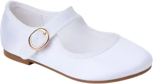 Girls' Satin Mary Jane Shoes - Buckle Strap Communion & Special Occasions Dress Shoes