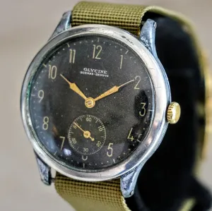 GLYCINE Bienne – Geneve Military Pilot Wristwatch 37mm Black Dial Watch