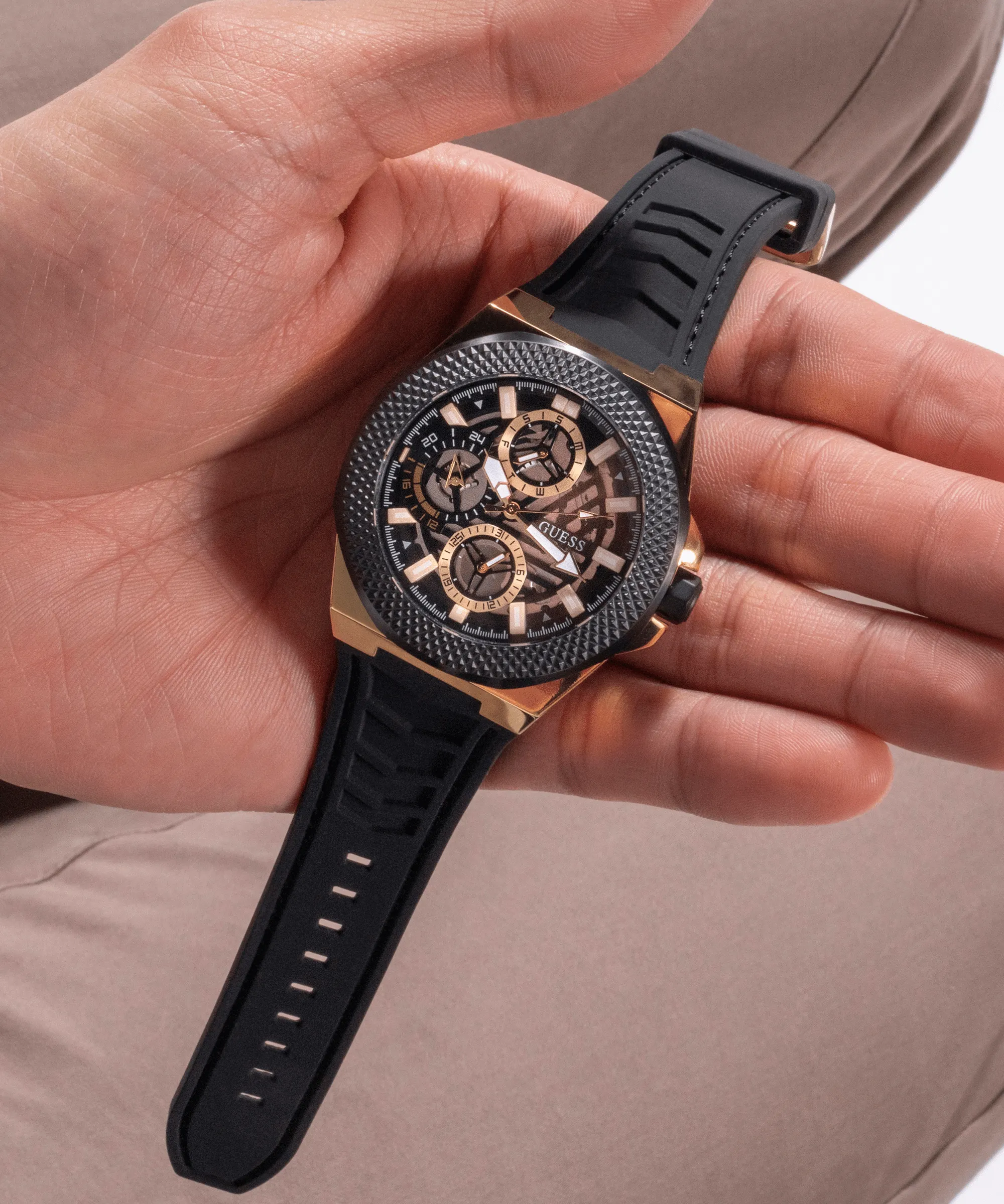 Guess Front-Runner Black and Gold Men's Watch GW0577G2
