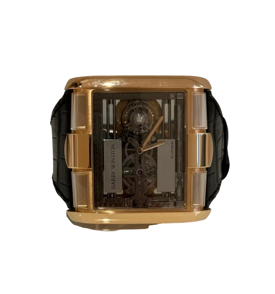Harry Winston Histoire de Tourbillon Glissiere RG 18K Rose Gold Men's Watch