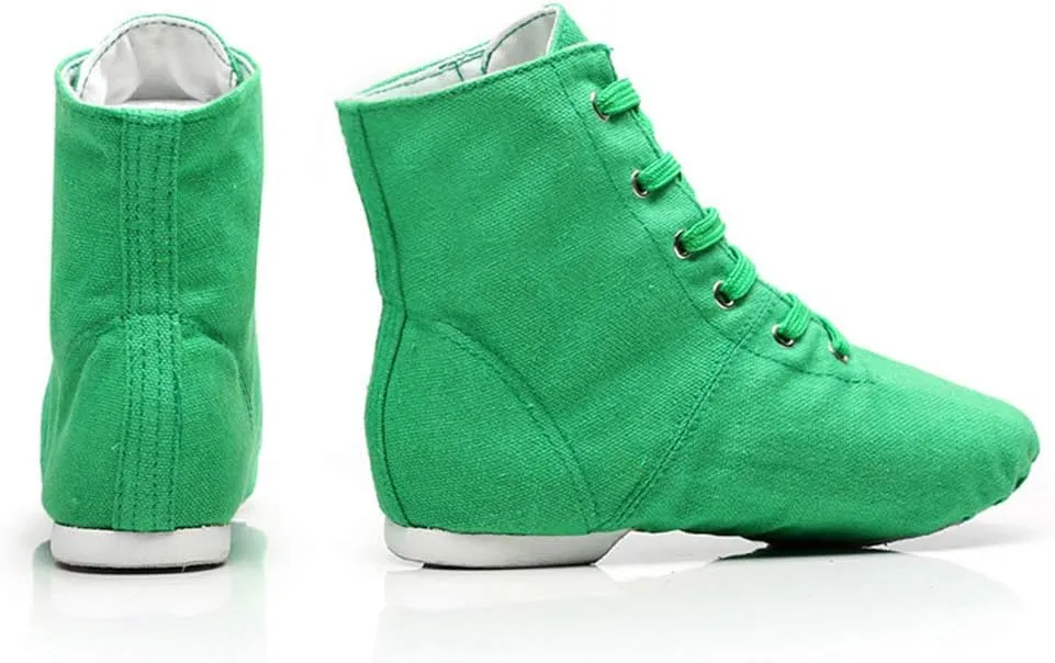 HIPPOSEUS Canvas Over The Ankle Lace Up Jazz Boots Ballroom Modern Dance Shoes for Women and Men