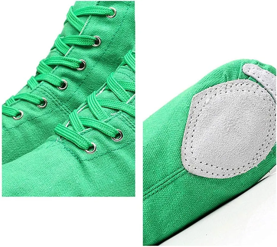 HIPPOSEUS Canvas Over The Ankle Lace Up Jazz Boots Ballroom Modern Dance Shoes for Women and Men