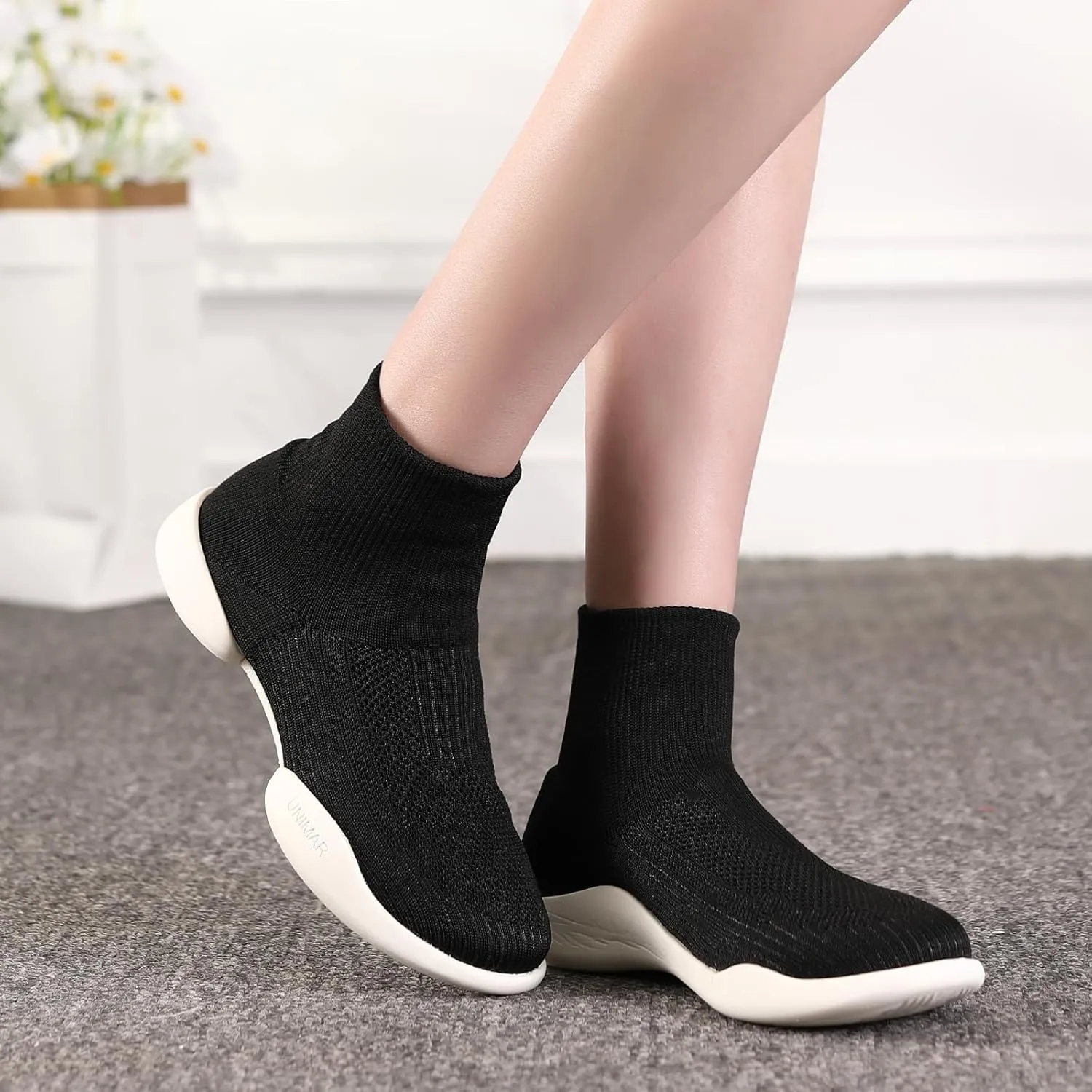 HIPPOSEUS Women's Professional Modern Dance Shoes Soft Knitted Jazz Dance Sneakers