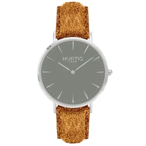 Hymnal Vegan Tweed Watch Silver, Grey & Camel Brown