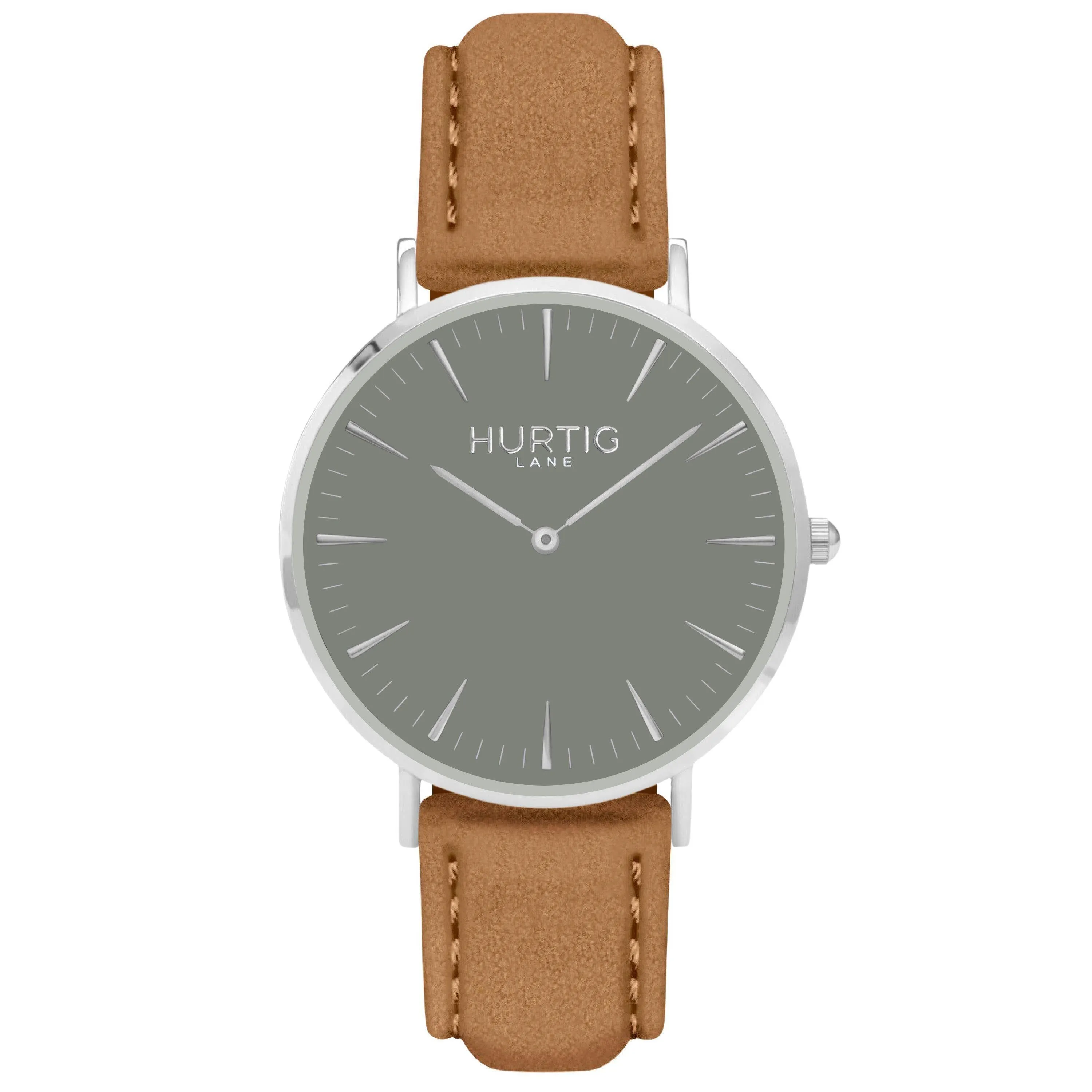 Hymnal Vegan Tweed Watch Silver, Grey & Camel Brown