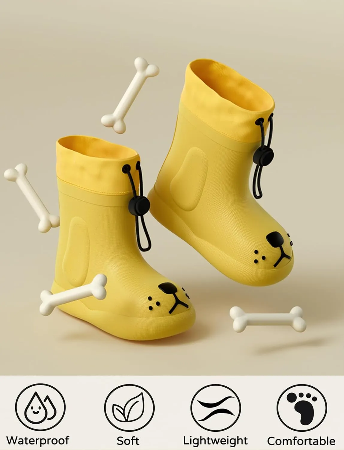 Kids Rain Boots Children Waterproof Shoes for Boys Girls Lightweight Kids Rain Boots Animal Cartoon Dog Welly Boots