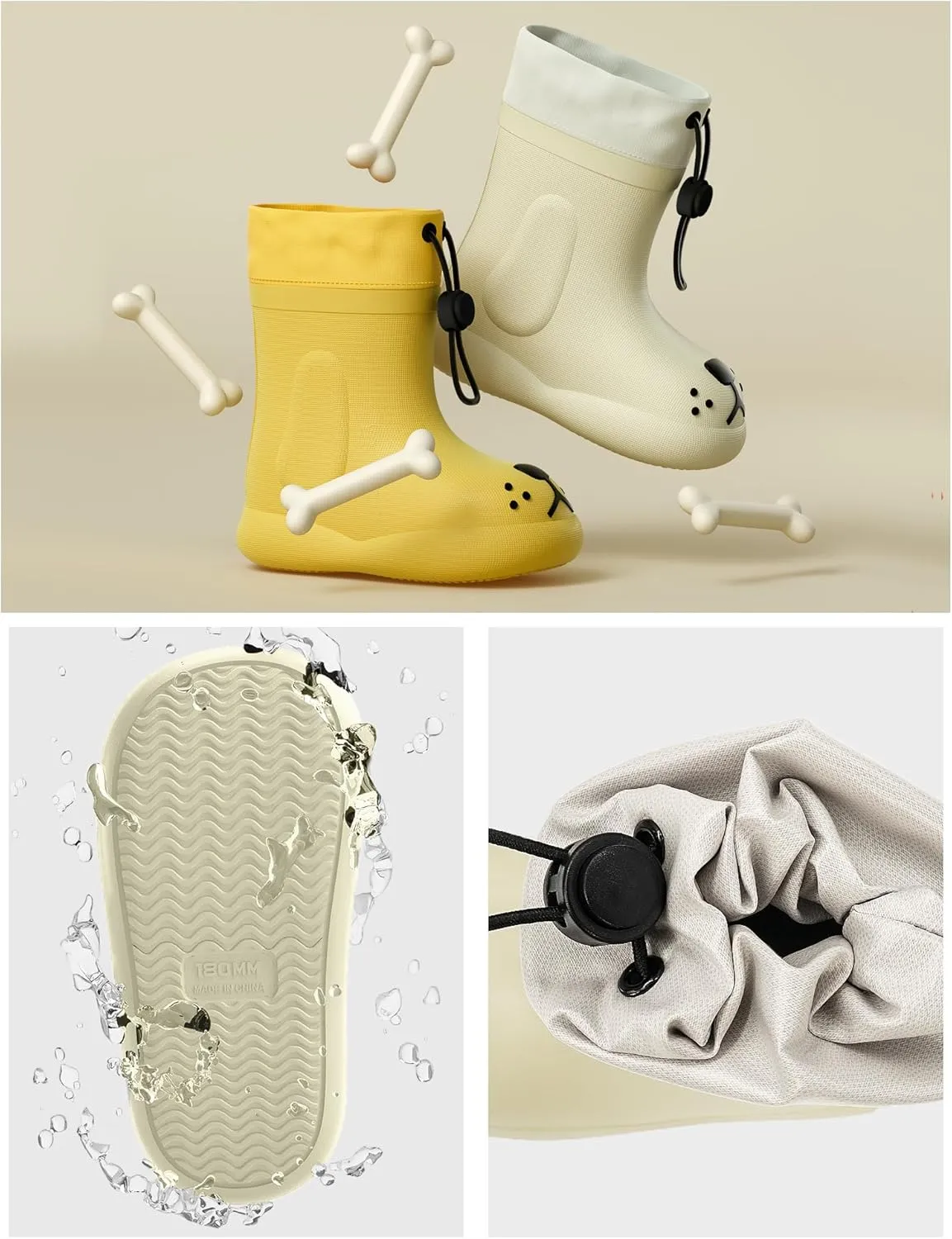 Kids Rain Boots Children Waterproof Shoes for Boys Girls Lightweight Kids Rain Boots Animal Cartoon Dog Welly Boots