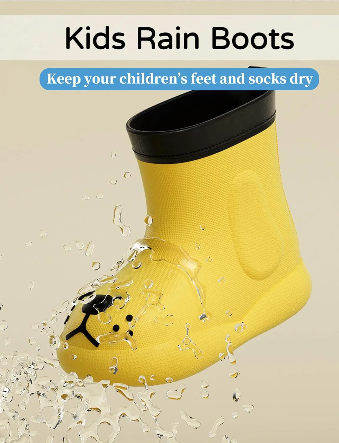 Kids Rain Boots Children Waterproof Shoes for Boys Girls Lightweight Kids Rain Boots Animal Cartoon Dog Welly Boots
