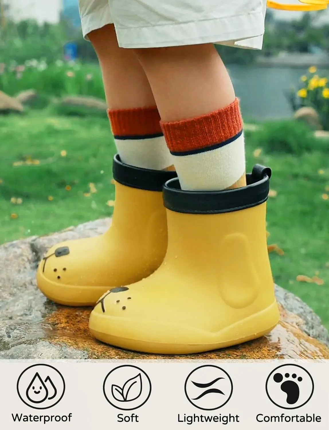 Kids Rain Boots Children Waterproof Shoes for Boys Girls Lightweight Kids Rain Boots Animal Cartoon Dog Welly Boots
