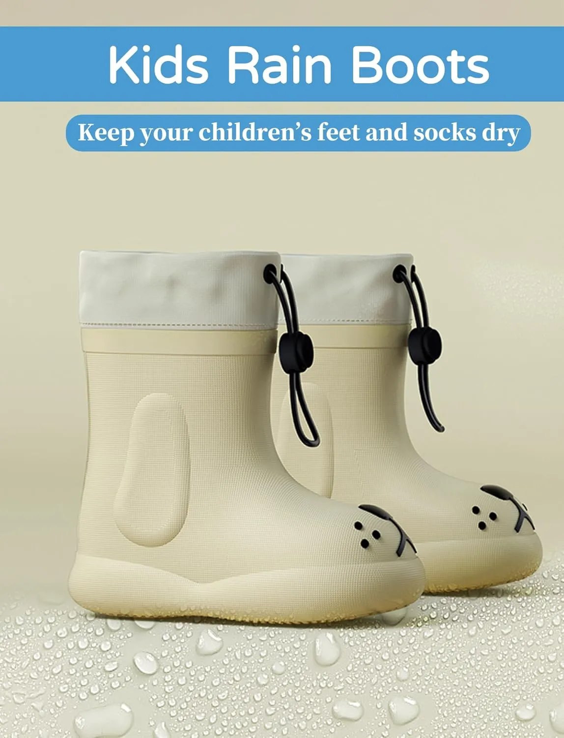 Kids Rain Boots Children Waterproof Shoes for Boys Girls Lightweight Kids Rain Boots Animal Cartoon Dog Welly Boots