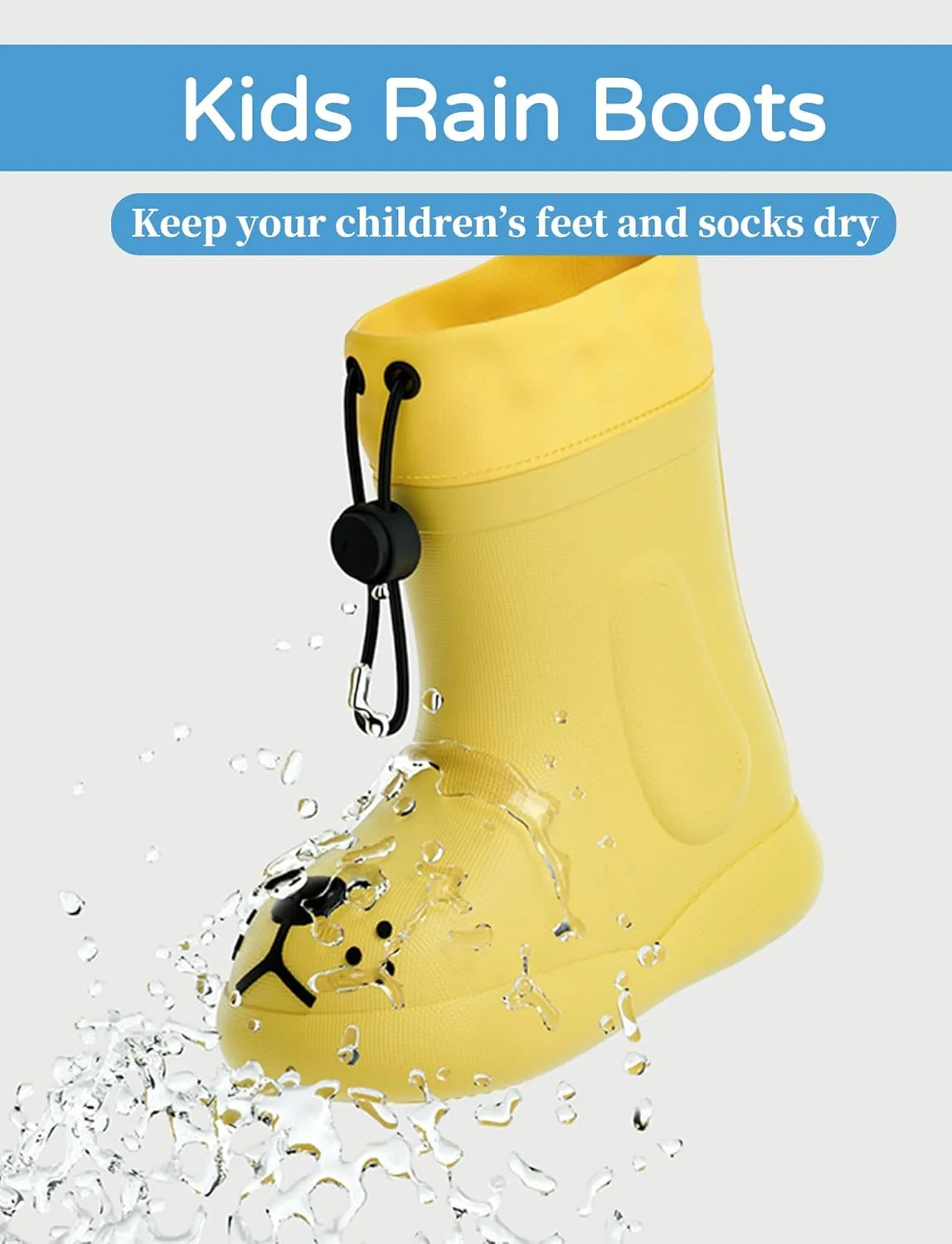 Kids Rain Boots Children Waterproof Shoes for Boys Girls Lightweight Kids Rain Boots Animal Cartoon Dog Welly Boots