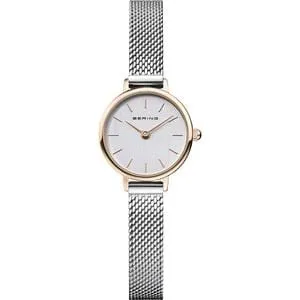 Ladies Rose Gold Case With Stainless Steel Bracelet And Silver Dial