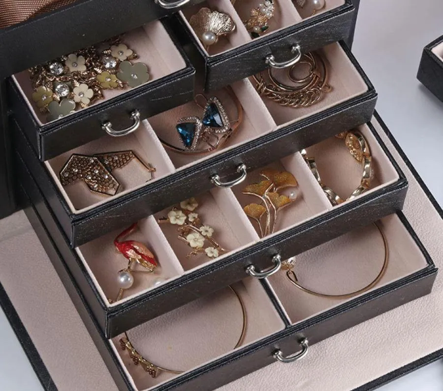 Large Jewellery Box With Lock for Girls - Black