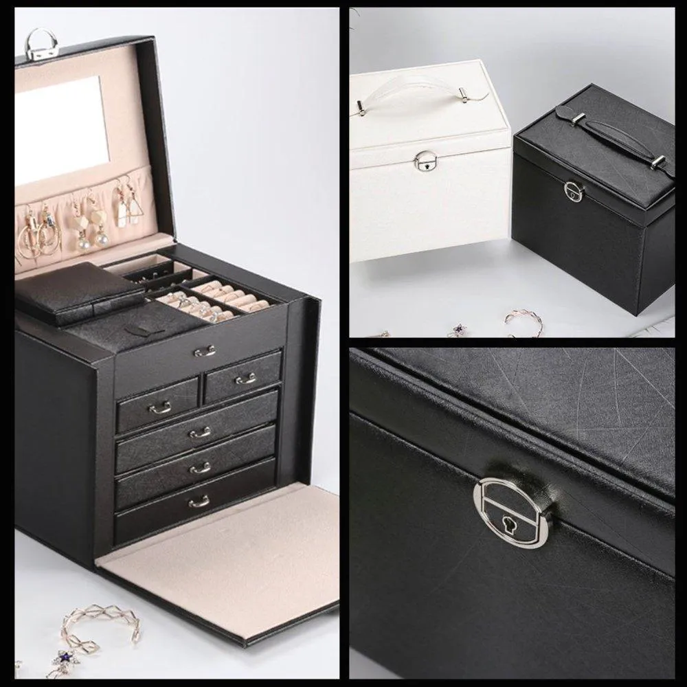 Large Jewellery Box With Lock for Girls - Black