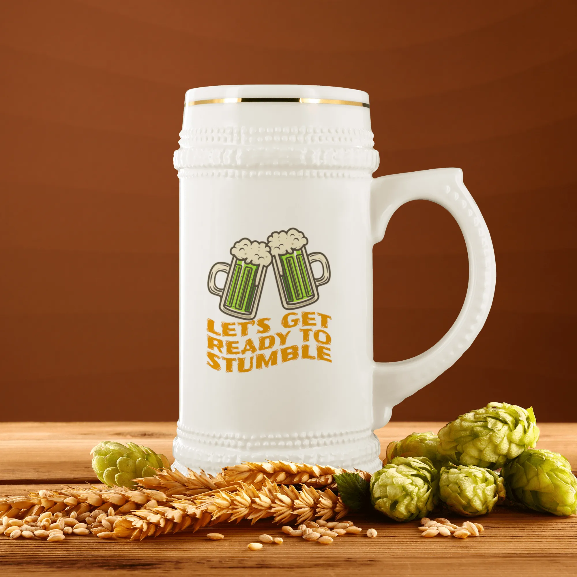 Let's Get Ready to Stumble St. Patrick's Day Funny 22oz Ceramic Beer Stein