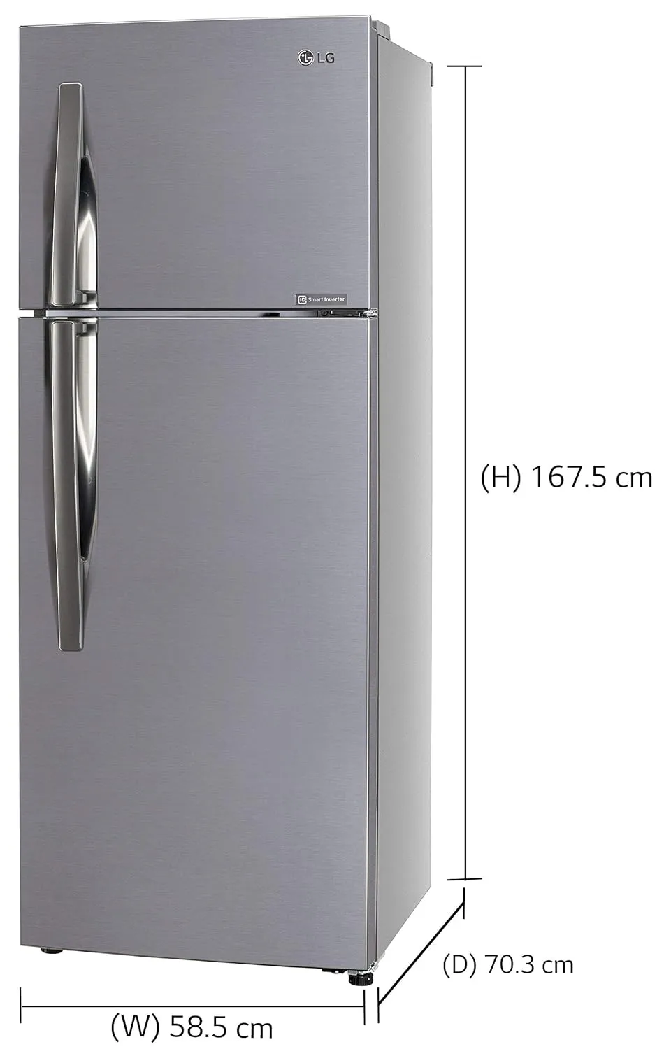 LG GL-C322KPZY 291 L 2 Star Frost Free Inverter,  Double Door Refrigerator (Shiny Steel)