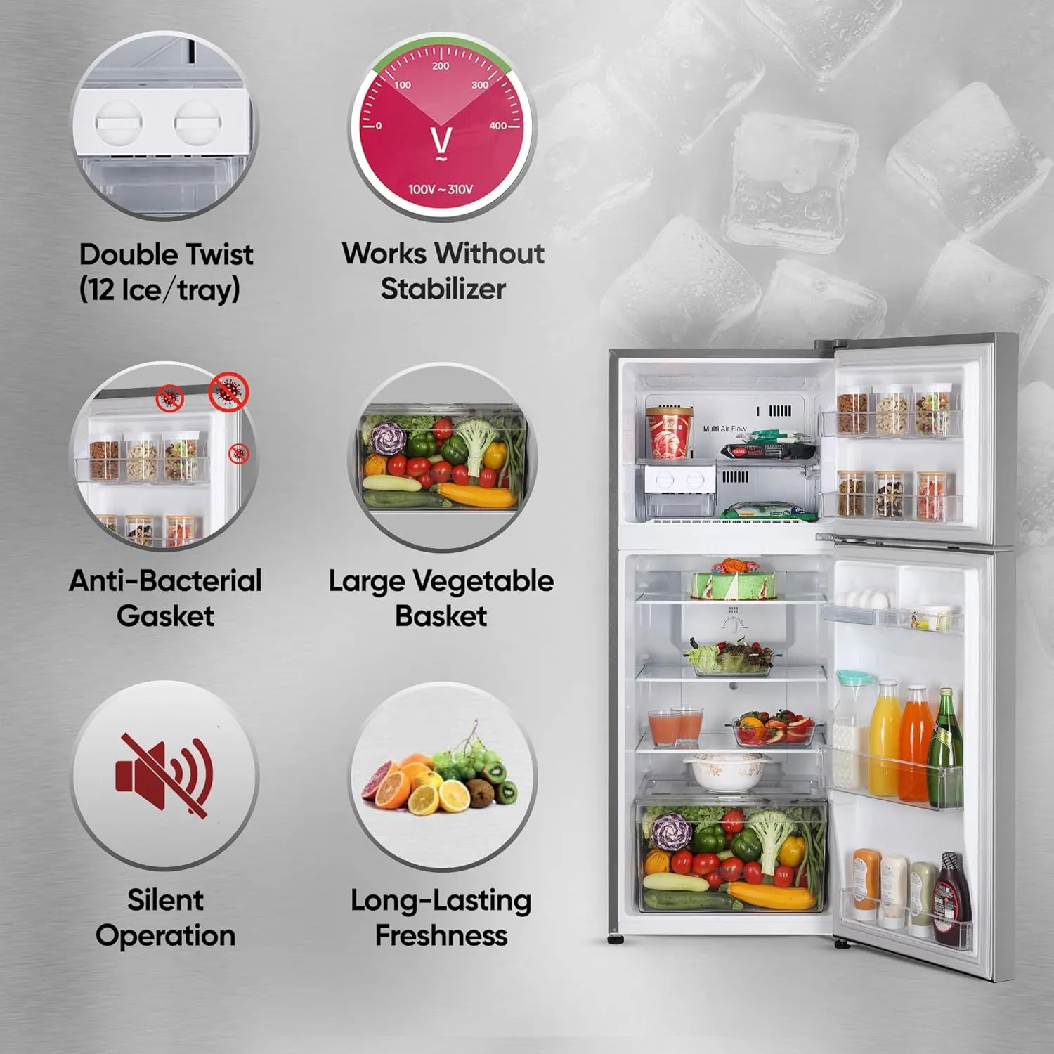 LG GL-N292DPZY 242 L 2 Star Frost-Free Smart Inverter Double Door Refrigerator ( Shiny Steel, Smart Connect & Multi Air Flow)
