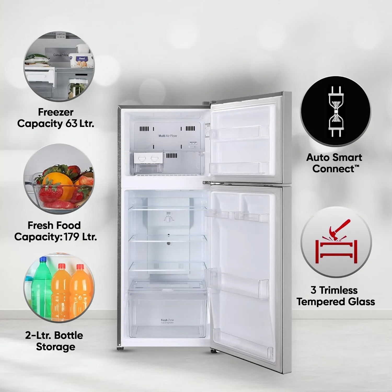 LG GL-N292DPZY 242 L 2 Star Frost-Free Smart Inverter Double Door Refrigerator ( Shiny Steel, Smart Connect & Multi Air Flow)