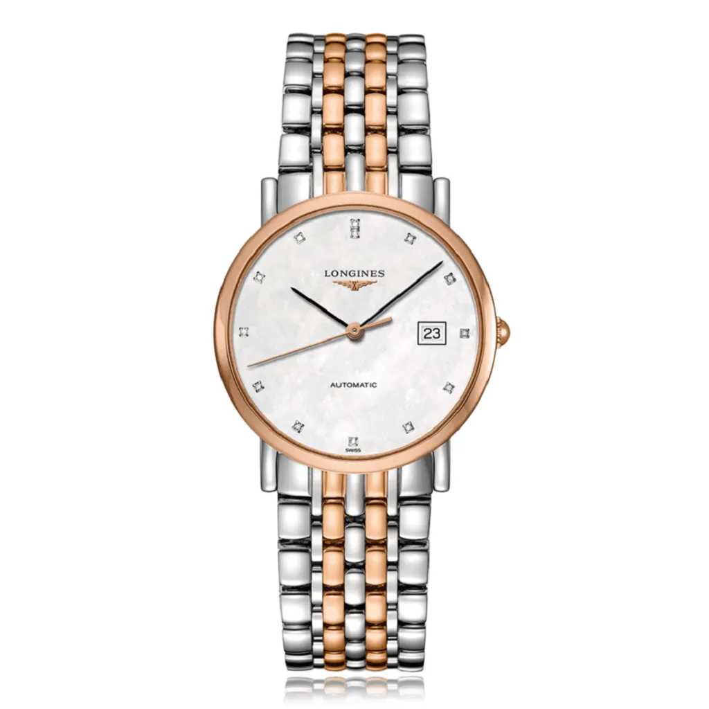 LONGINES Elegant Automatic Mens Rose Gold & Steel Mens Watch L48095877
