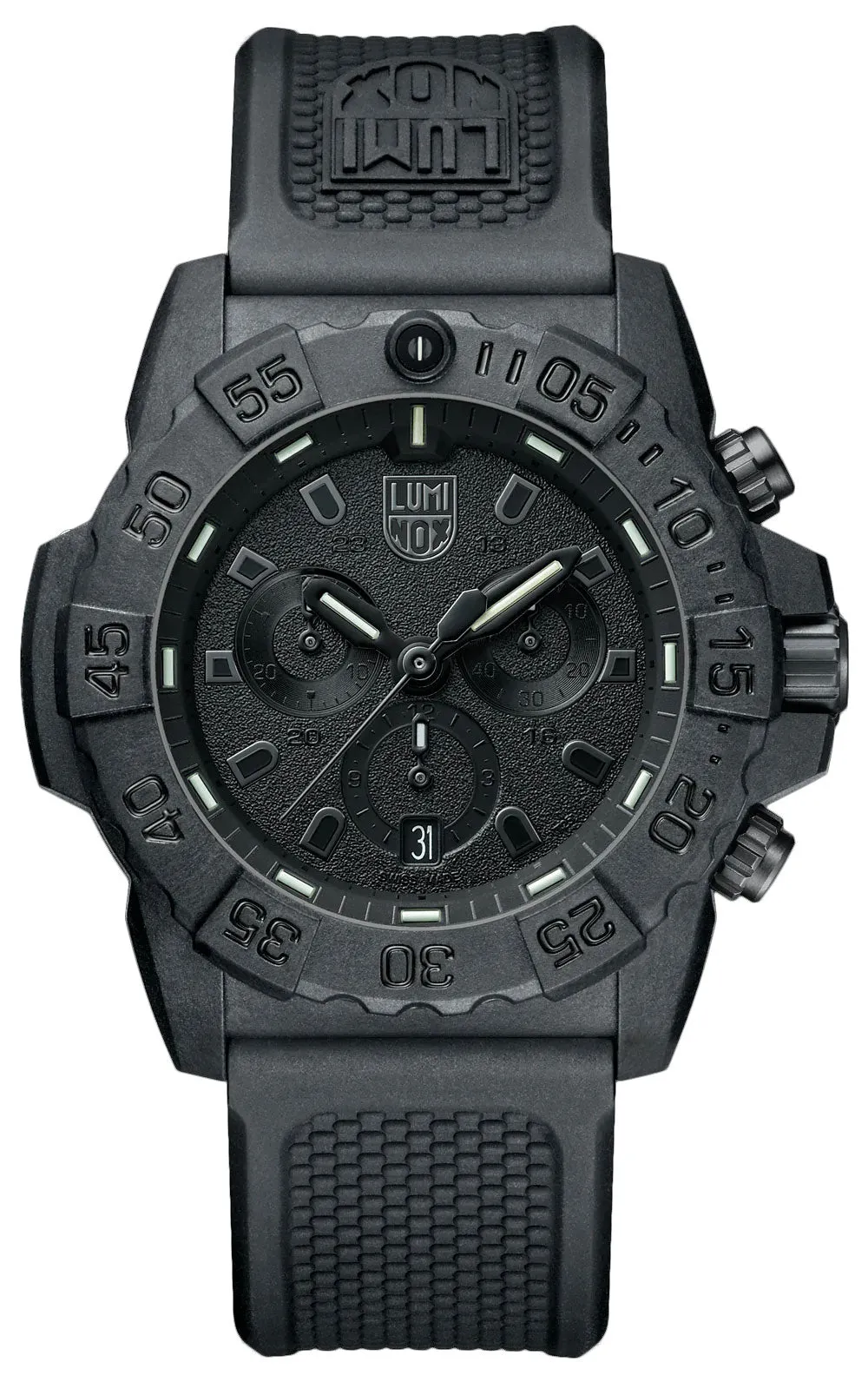 Luminox Navy SEAL Chronograph CARBONOX Black Dial Black Rubber Strap Date Divers Quartz Mens Watch XS.3581.BO