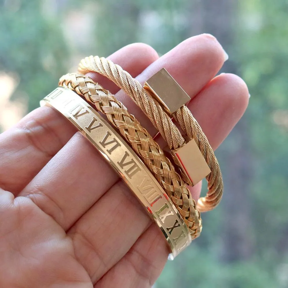 Luxurious Roman Numeral Bangle Bracelets