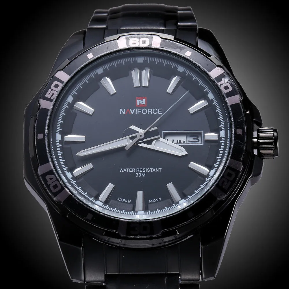 Luxury NAVIFORCE Brand Full Stainless Steel Quartz Watch Analog Display Date Sports Watch Men Casual Watches