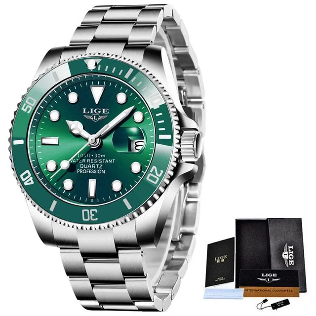 Luxury Stainless Steel Watch for Men Waterproof Calendar Clock Male Wristwatch