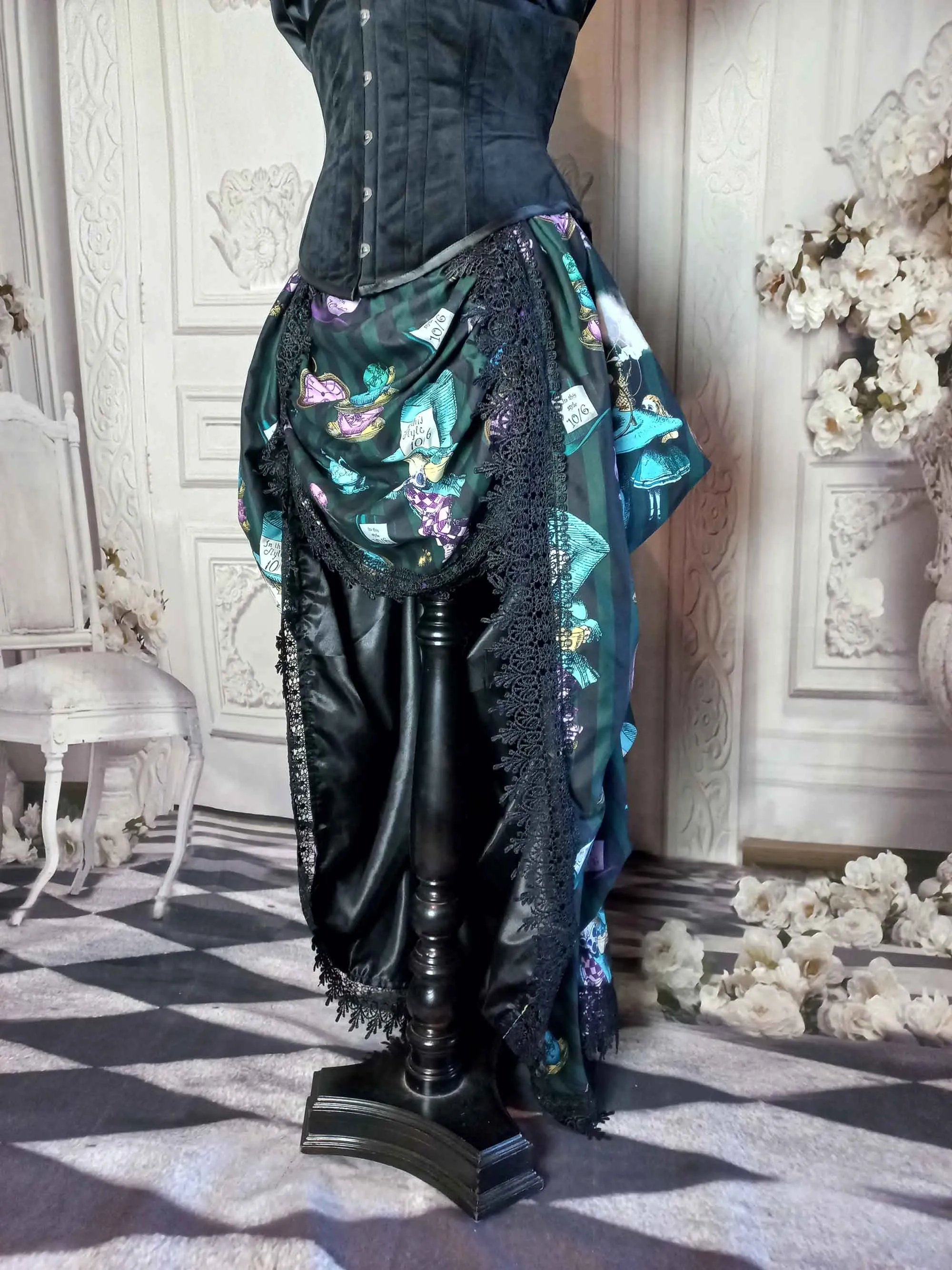 Mad Hatter Victorian Corset Ensemble - Green and Black Mad Hatter Costume