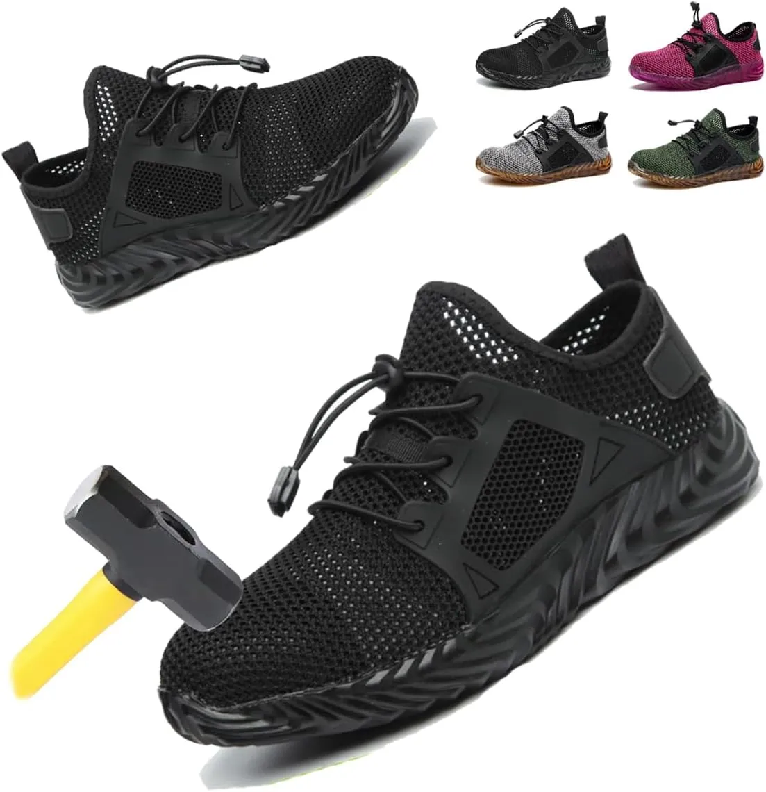 Men & Women Steel Toe Safety Shoes,Lightweight, Breathable, Anti-Smash, Lightweight Anti-Puncture & Slip-Resistant