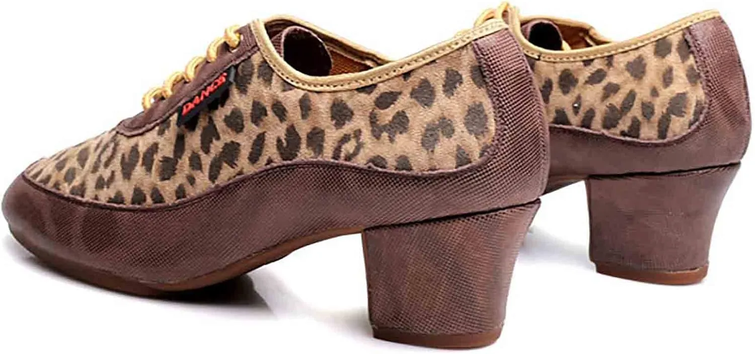 Men Women Ballroom Dance Shoes Lace-up Closed Toe Latin Modern Performance Dance Practice Teaching Shoes
