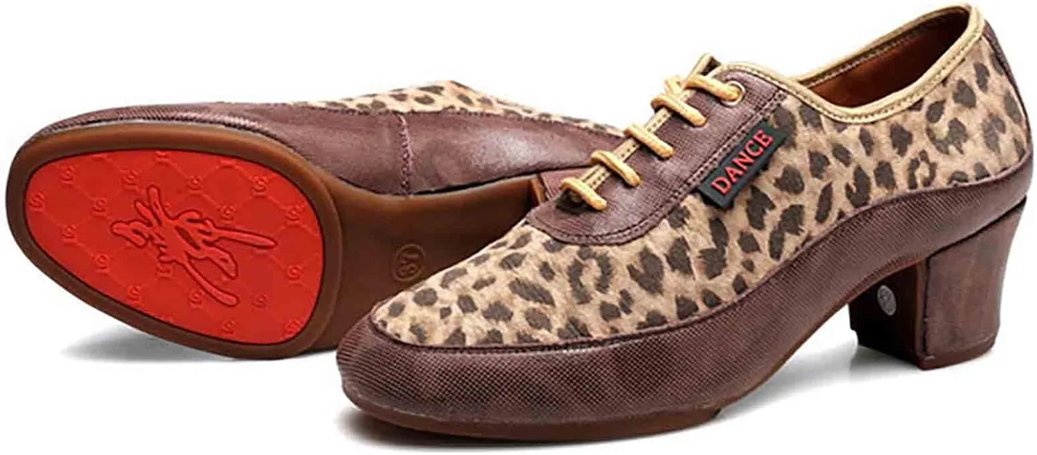 Men Women Ballroom Dance Shoes Lace-up Closed Toe Latin Modern Performance Dance Practice Teaching Shoes