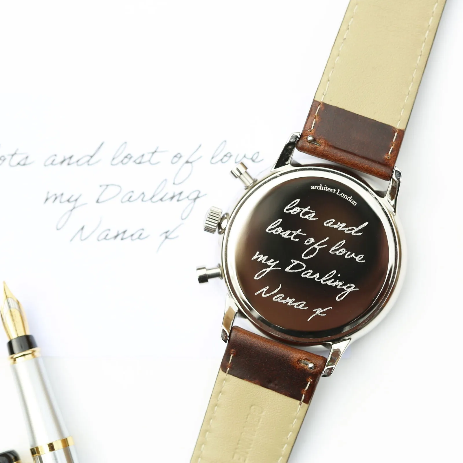 Men's Engraved Green Face Watch