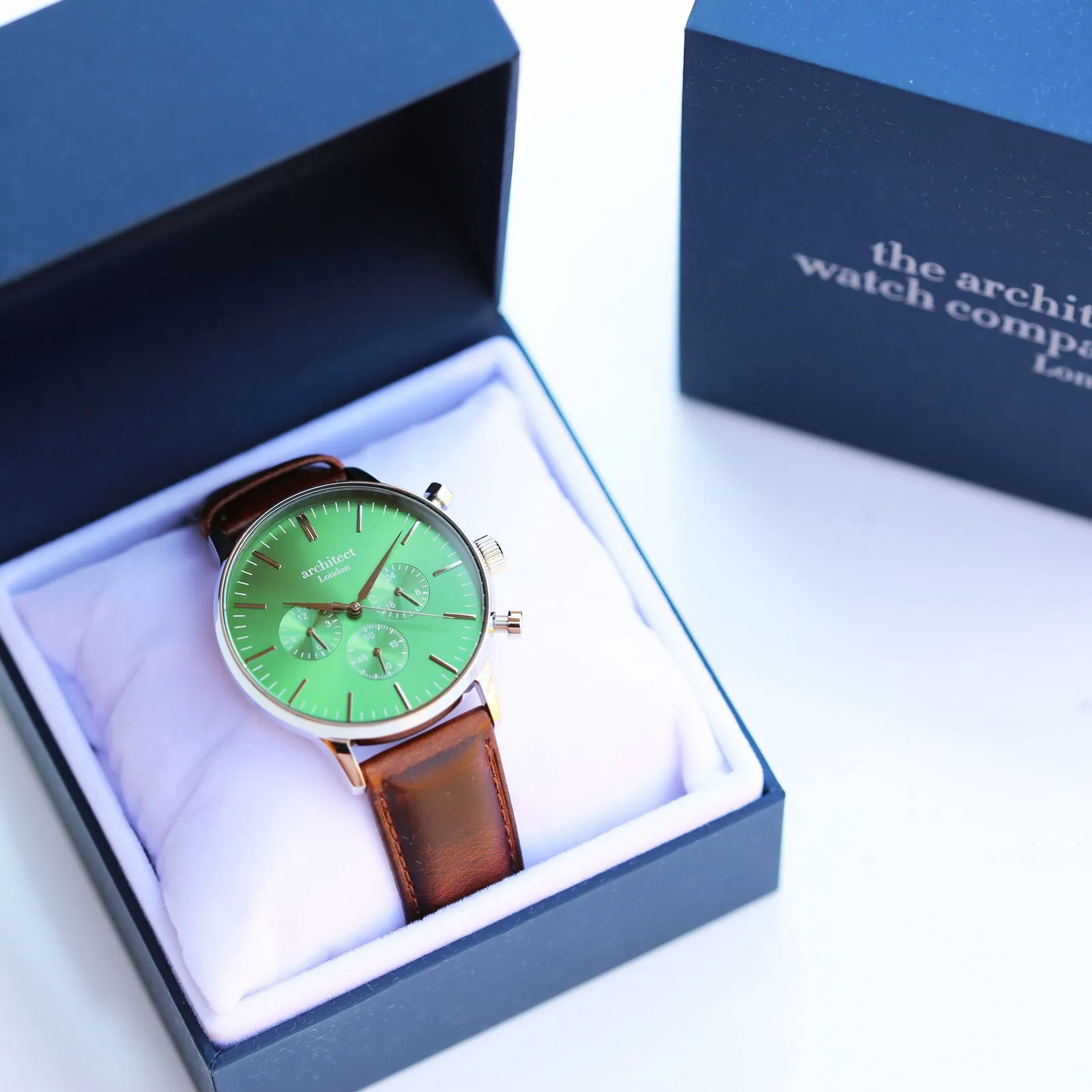 Men's Engraved Green Face Watch