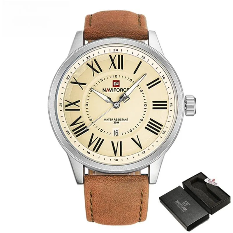 Men's Luxurious Gold Large Dial Watch Men Business Quartz Wristwatch Male Sport Army Clock