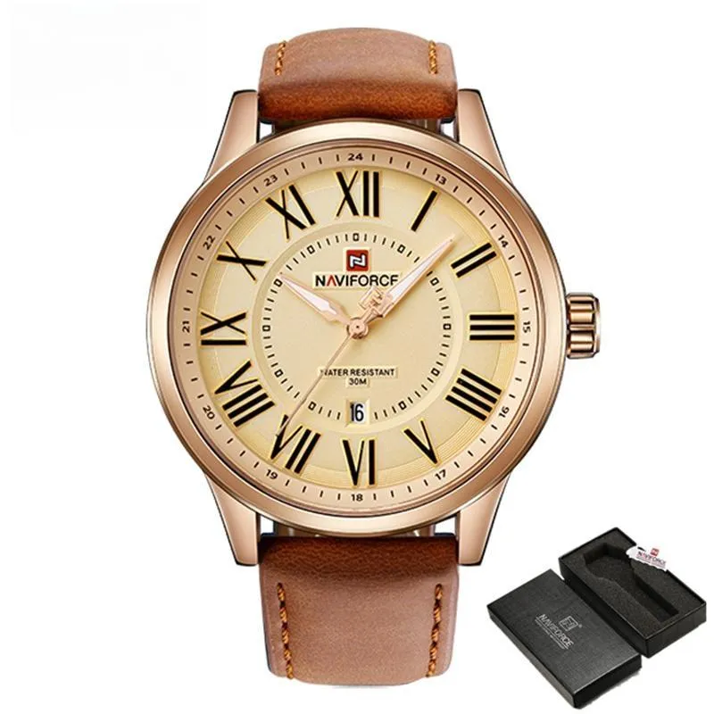 Men's Luxurious Gold Large Dial Watch Men Business Quartz Wristwatch Male Sport Army Clock