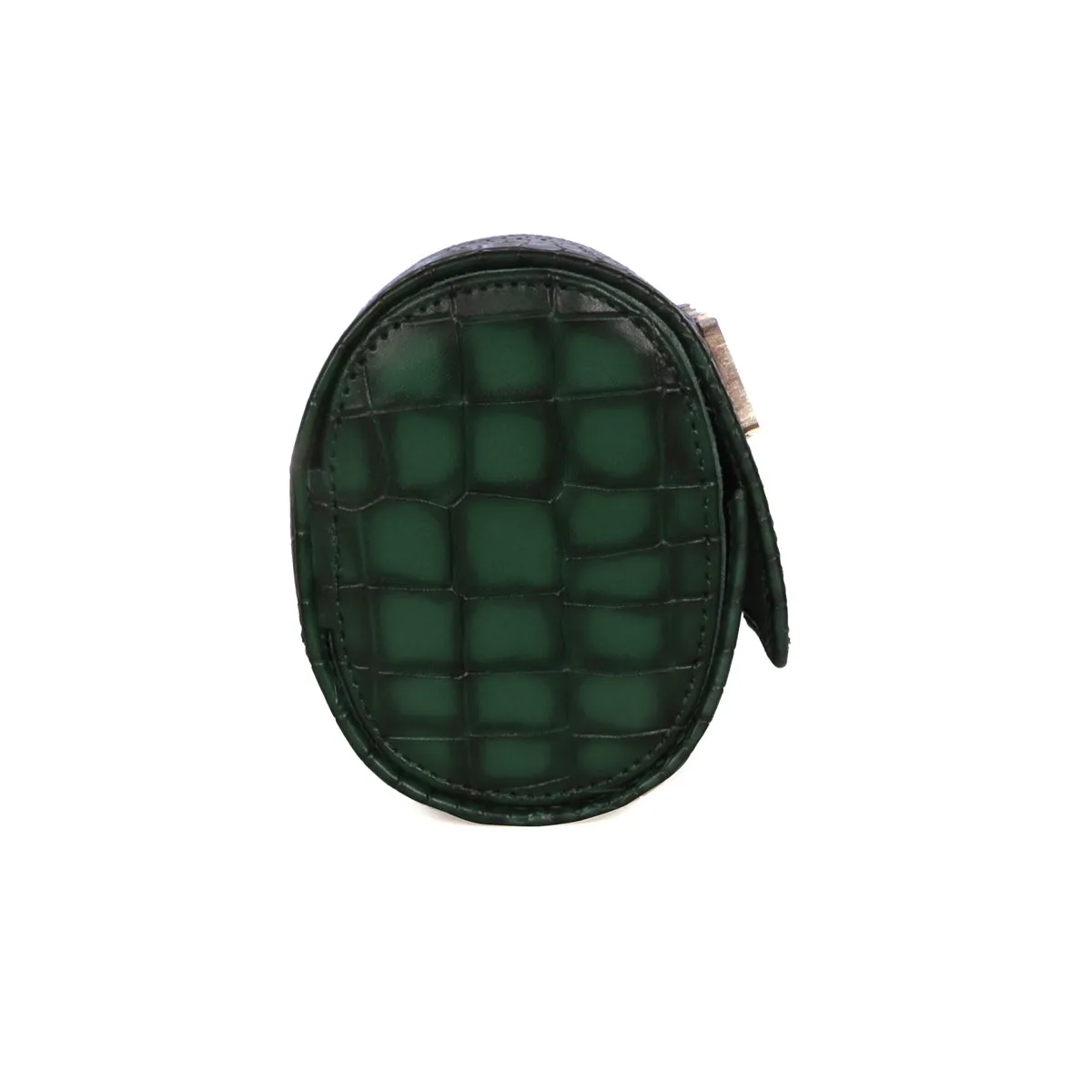 Metal lion Smokey Finish Green Croco Textured Leather Wrist Watch Roll