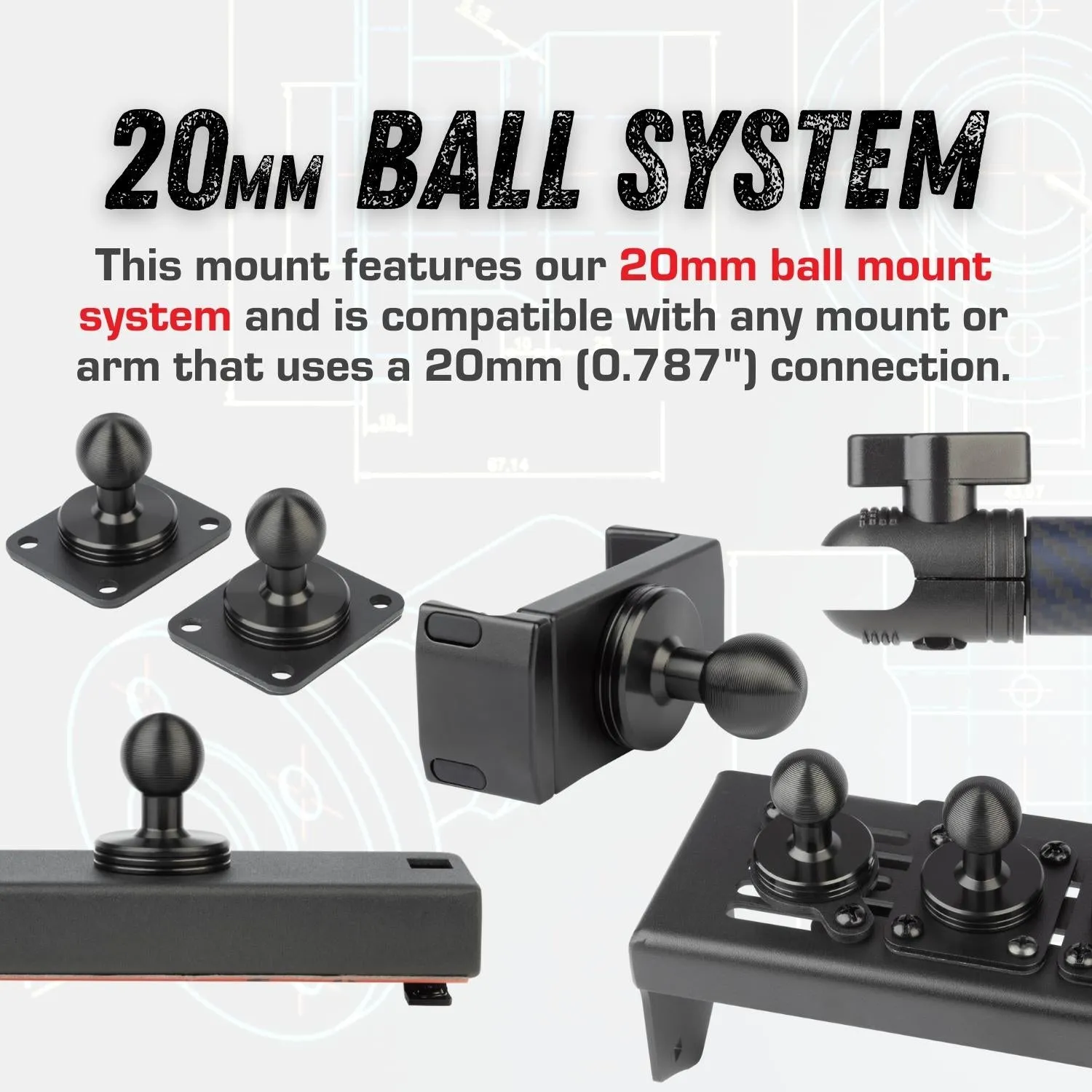 Metal Series 2015-2020 Ford F150 & 2017-2022 F250/F350/450 and 2018-2021 Ford Expedition - Dual 20mm Ball Dash Phone Mount (13th Generation)