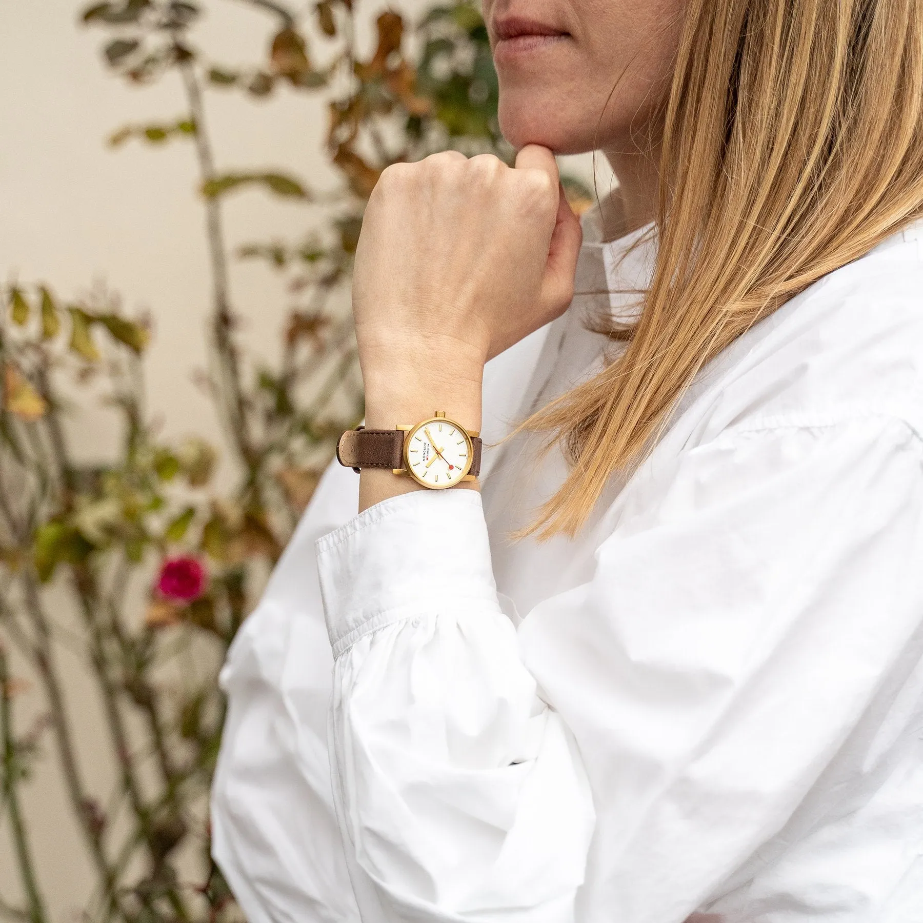 Mondaine Evo2 40mm Gold Case -Brown Leather Watch MSE.40112.LG