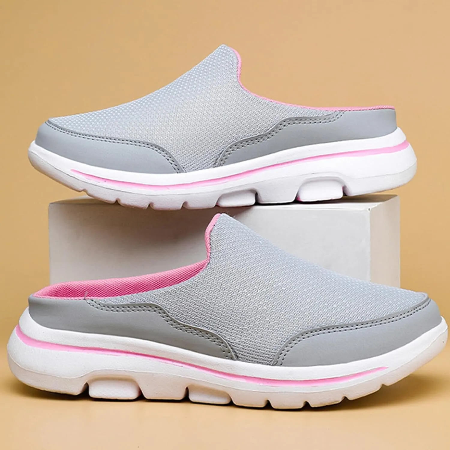 Mules for Women 2025 Breathable Orthopedic Slip On Clogs Comfortable Summer Arch Support Shoes Lightweight Open Back Shoes Comfort Slip-On Walking Mules Sneakers Closed Toe Slippers