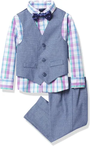Nautica Baby Boys' 4-Piece Suit Set with Dress Shirt, Vest, Pants, and Bow Tie