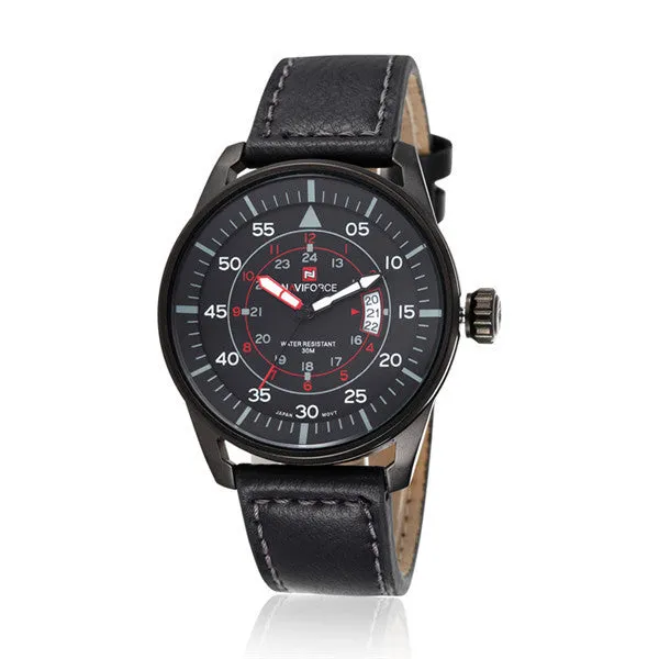 NAVIFORCE New Genuine Leather Watch Men Luxury Brand Quartz Watch Analog Display Date Casual Watch Men Watches