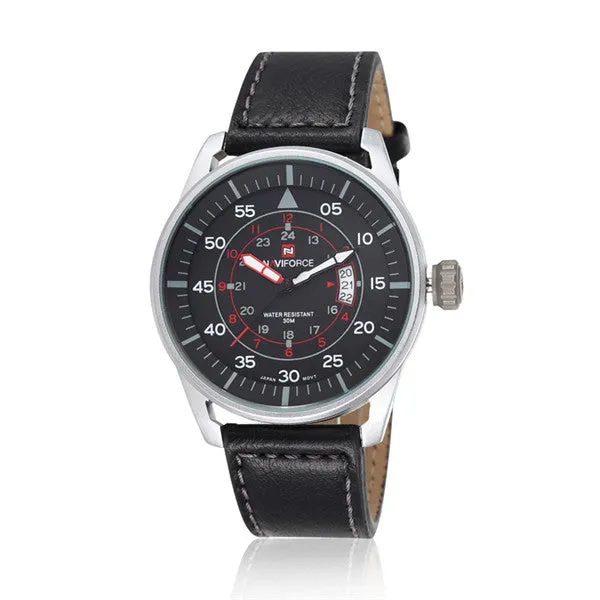 NAVIFORCE New Genuine Leather Watch Men Luxury Brand Quartz Watch Analog Display Date Casual Watch Men Watches
