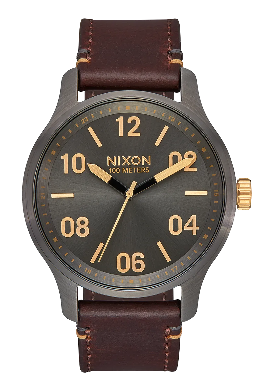 Nixon Patrol Leather Watch - Gunmetal Gold