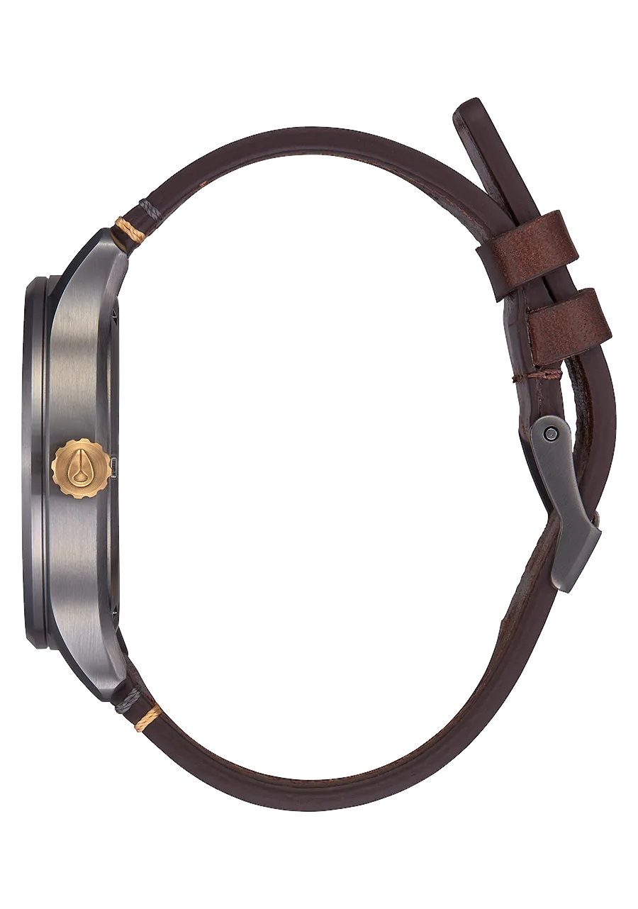 Nixon Patrol Leather Watch - Gunmetal Gold