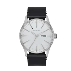 Nixon Sentry Leather - All Silver/Black