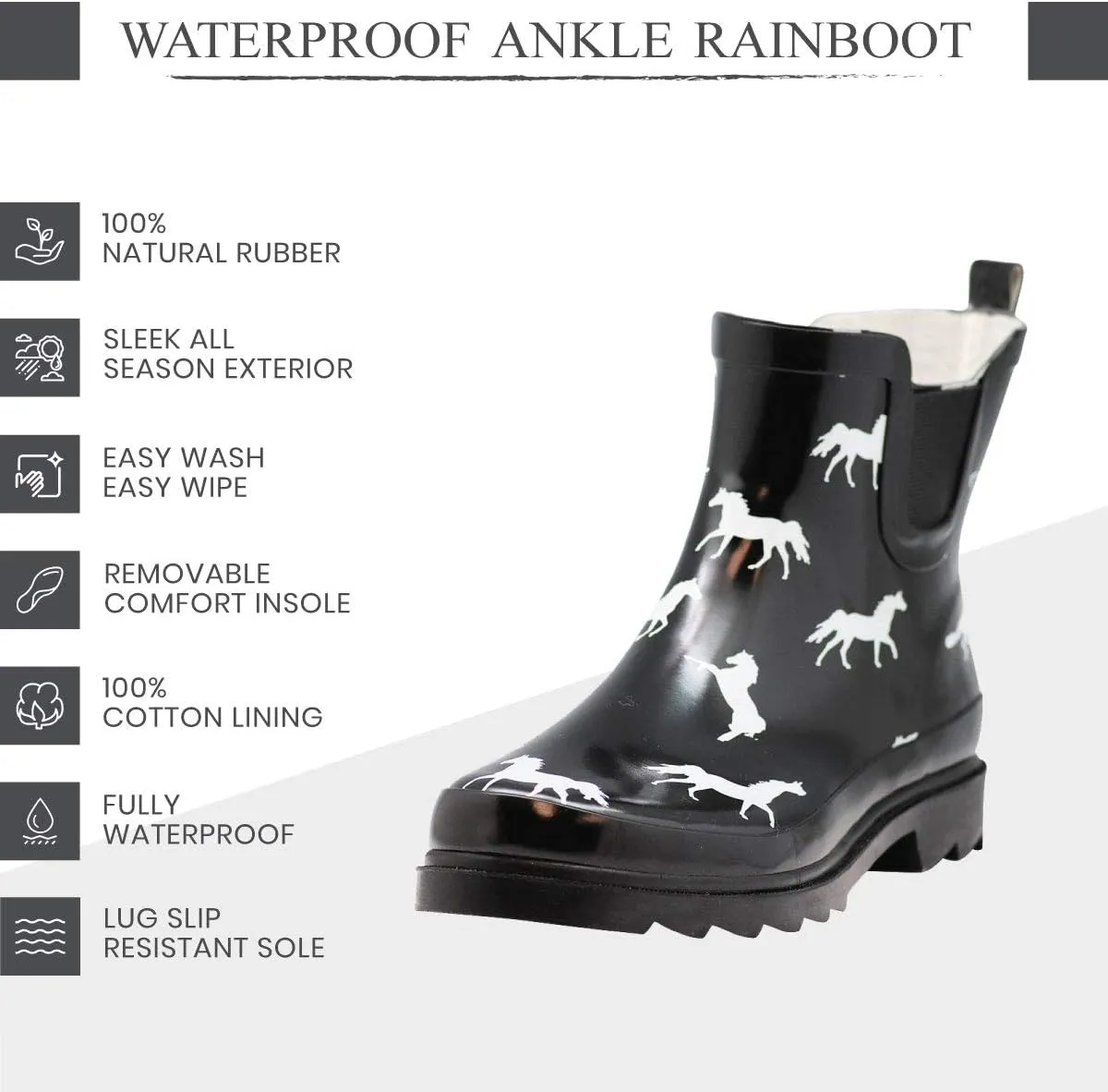 NORTY - Womens Ankle Rain Boots - Ladies Waterproof Winter Spring Garden Boot runs  size large