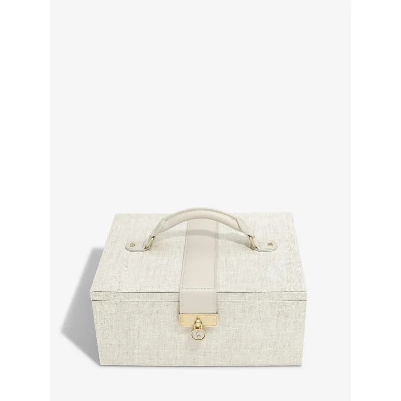 Oatmeal Linen Classic Two Tone Jewellery Box