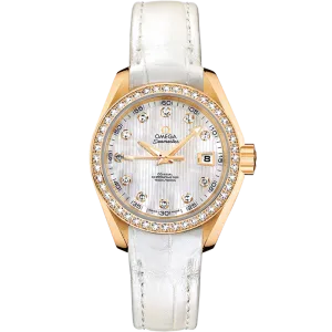 Omega Seamaster Aqua Terra 150M 30 mm, yellow gold on leather strap