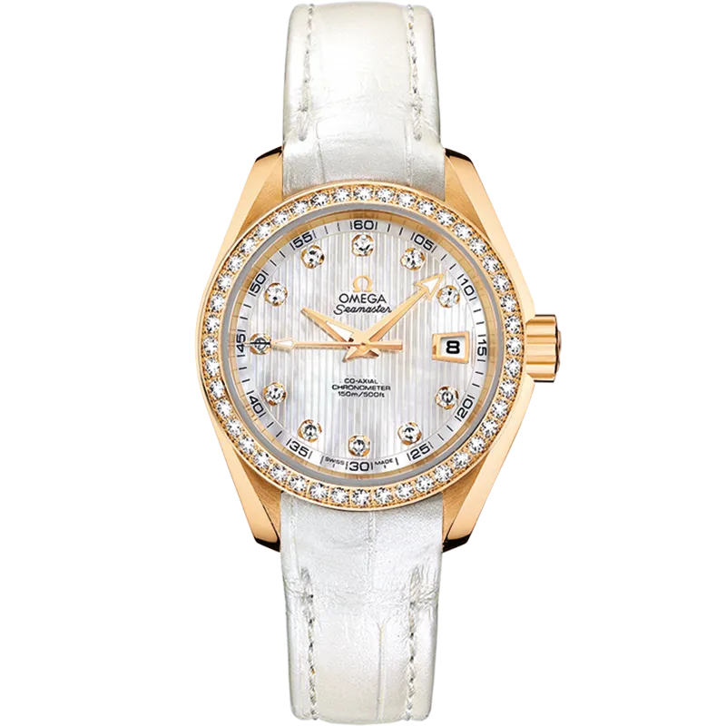 Omega Seamaster Aqua Terra 150M 30 mm, yellow gold on leather strap